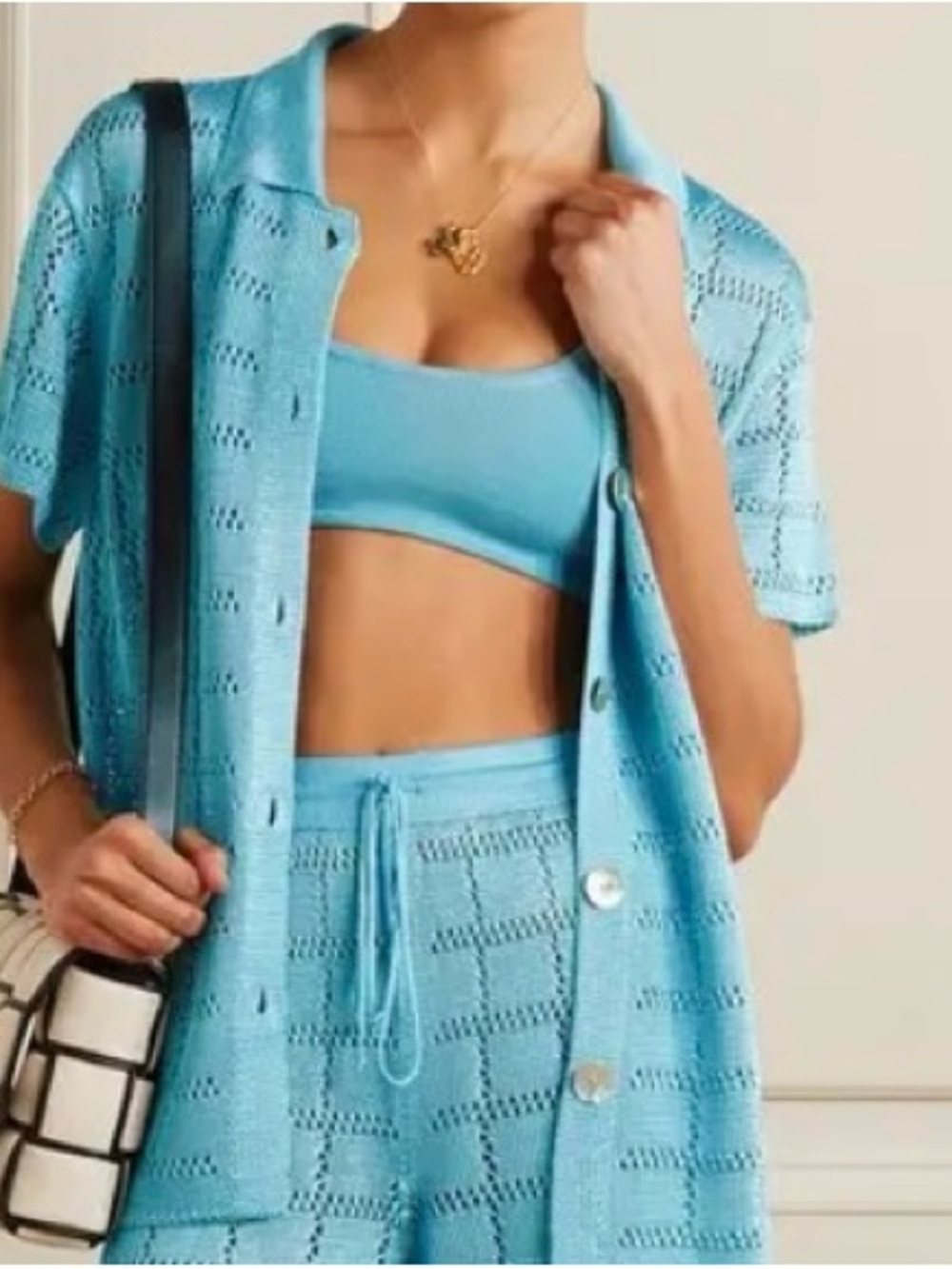Calle Del Mar 2 Piece Set Crochet Patchwork Short Sleeve W Shorts Size L $1120